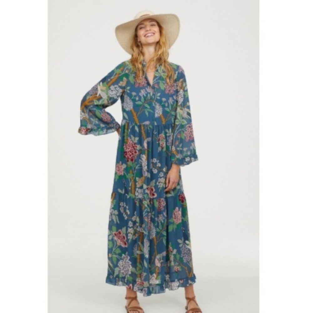 NWT GP&J BakerxH&M chiffon prairie maxi dress